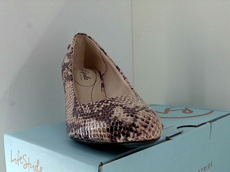 LifeStride Parigi Taupe Snake Print Heels - Size 8.5