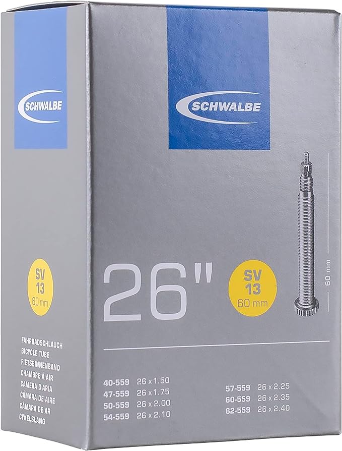 Schwalb Av12 Mtb Inner Tubes 26 Schraser 4mm Valve 2 Pack