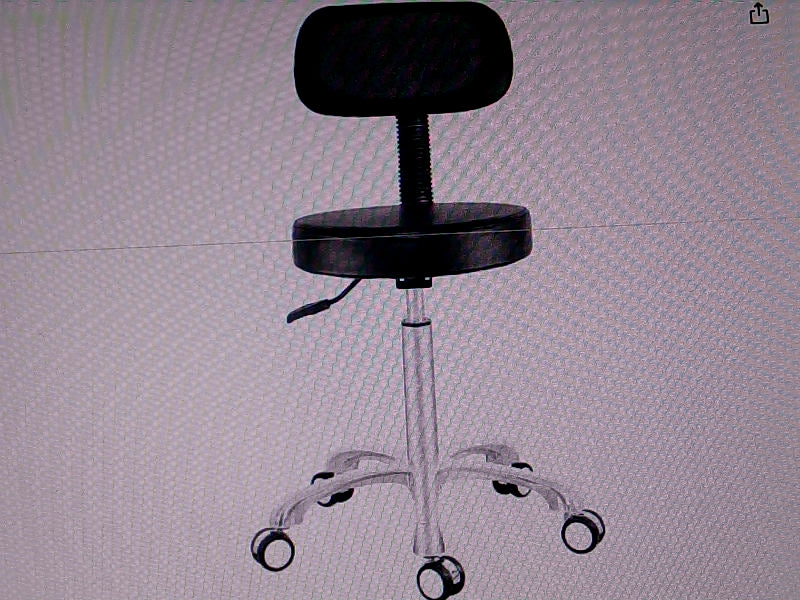 Antlu Black Adjustable Swivel Rolling Stool with Backrest