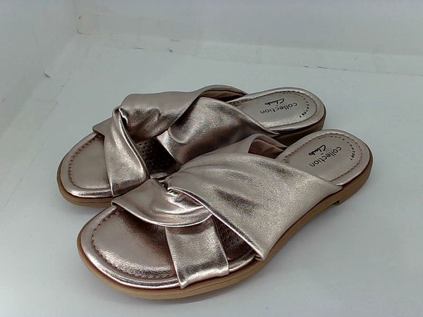 Clarks Womens Reyna Twist Open Sandals Color Gold Size 5.5 Pair of Shoes