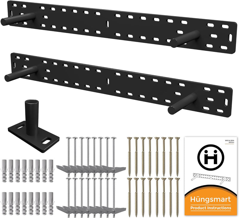 Heavy Duty Floating Shelf Brackets Black Steel Hidden Wall Mount 22x2 Inch