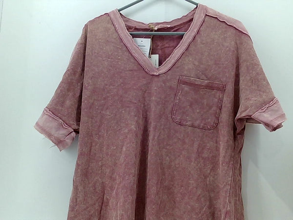 Women's V-Neck Loose Fit Short Sleeve Top - Medium