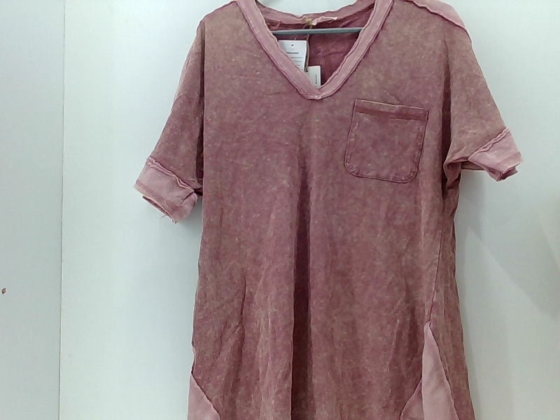 Women's V-Neck Loose Fit Short Sleeve Top - Medium