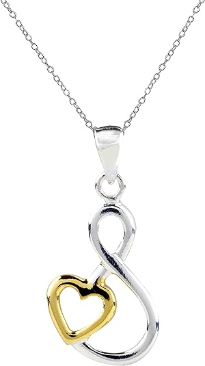 Lecalla Sterling Silver Jewelry Two Tone Light Weight Infinity With Cable Chain for Women