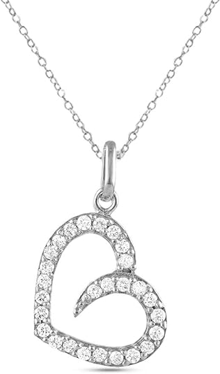 Charsy Sterling Silver Jewelry Hearth Pendant With Chain Girl 25mm
