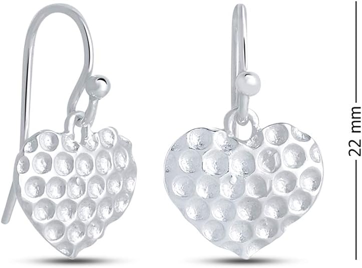 Charmsy Sterling Silver Jewelry Light-weight Heart Drop Earrings for Teen Girl 22mm