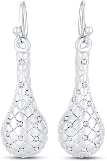 Charmsy Sterling Silver Jewelry Electroform Tear Drop Matte Earring for Women 38mm