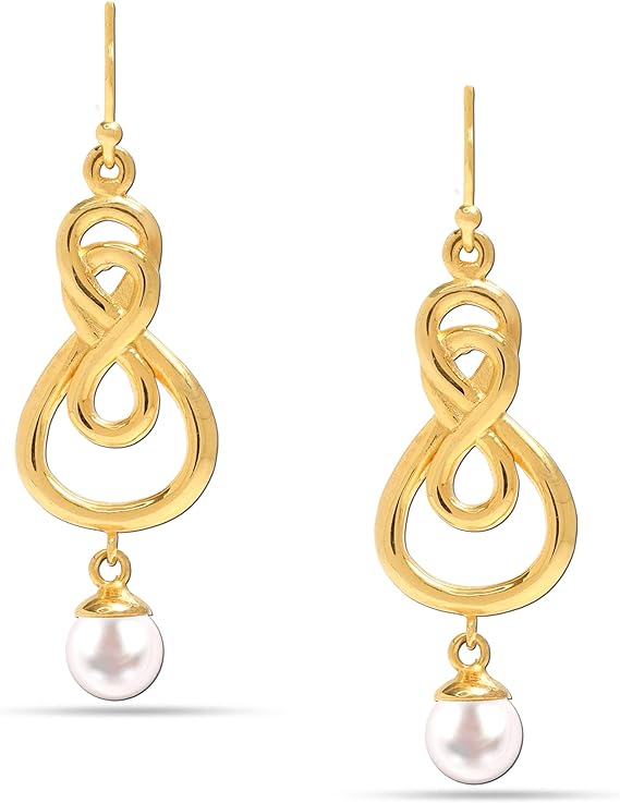 LeCalla Flaunt 925 Sterling Silver Jewelry Infinity Dangle Gold Plated Earrings for Women