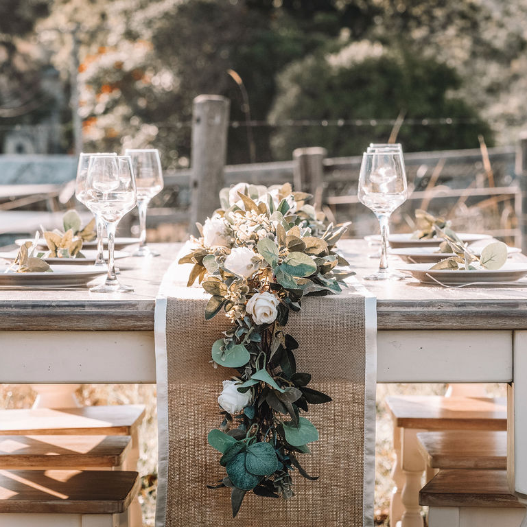 17 White Flower Eucalyptus Garland with Flowers Roses Floral Greenery for Wedding