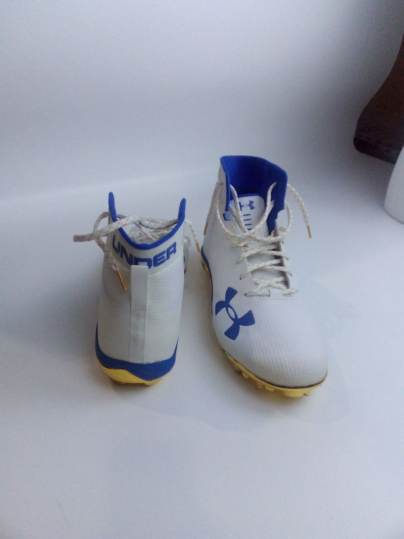Under Armor Team Spine Hammer MC White-Blue-Gold Men's Size 15