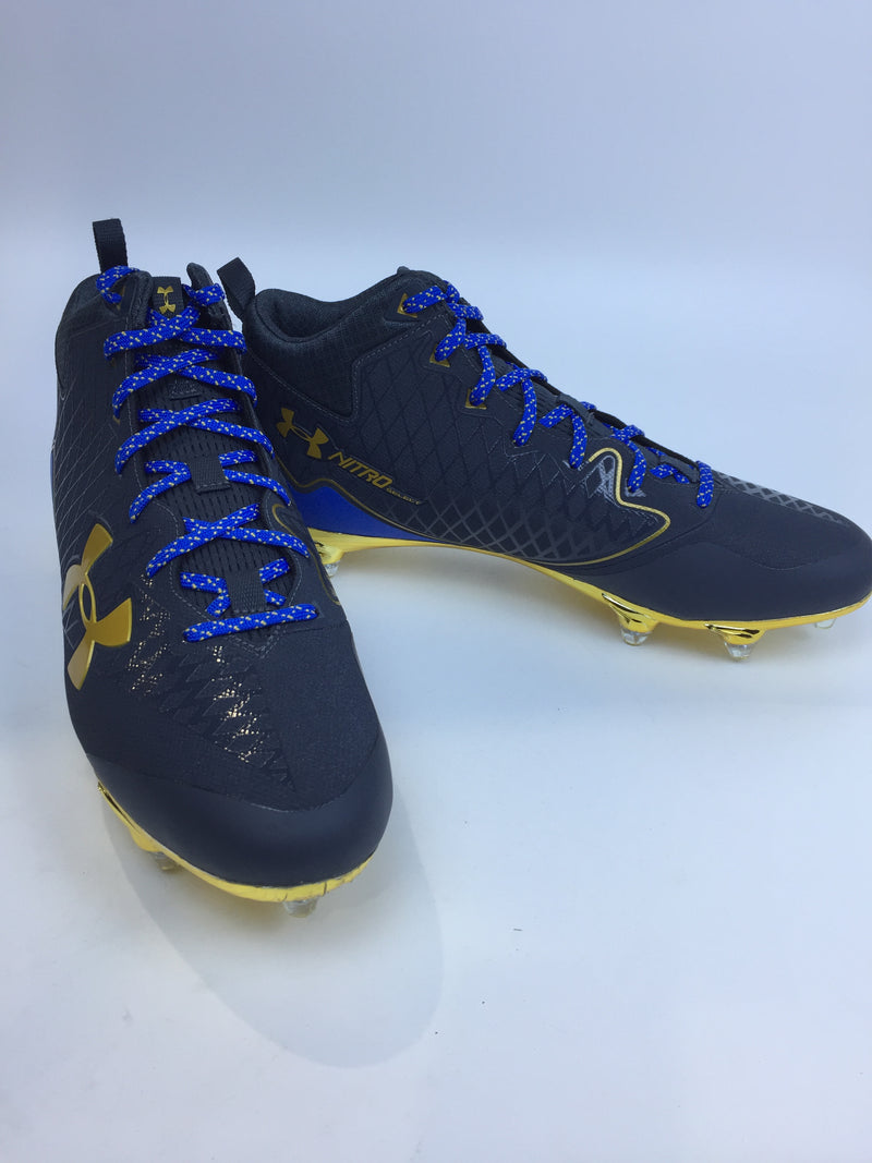 Under Armour Men Team Nitro Cleats Size 13.5 Black Blue Pair of Shoes