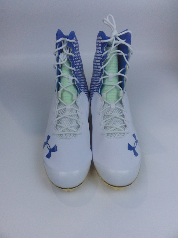 Under Armour Spine Brawler MC White/Blue/Gold Size 15 Pair Of Shoes