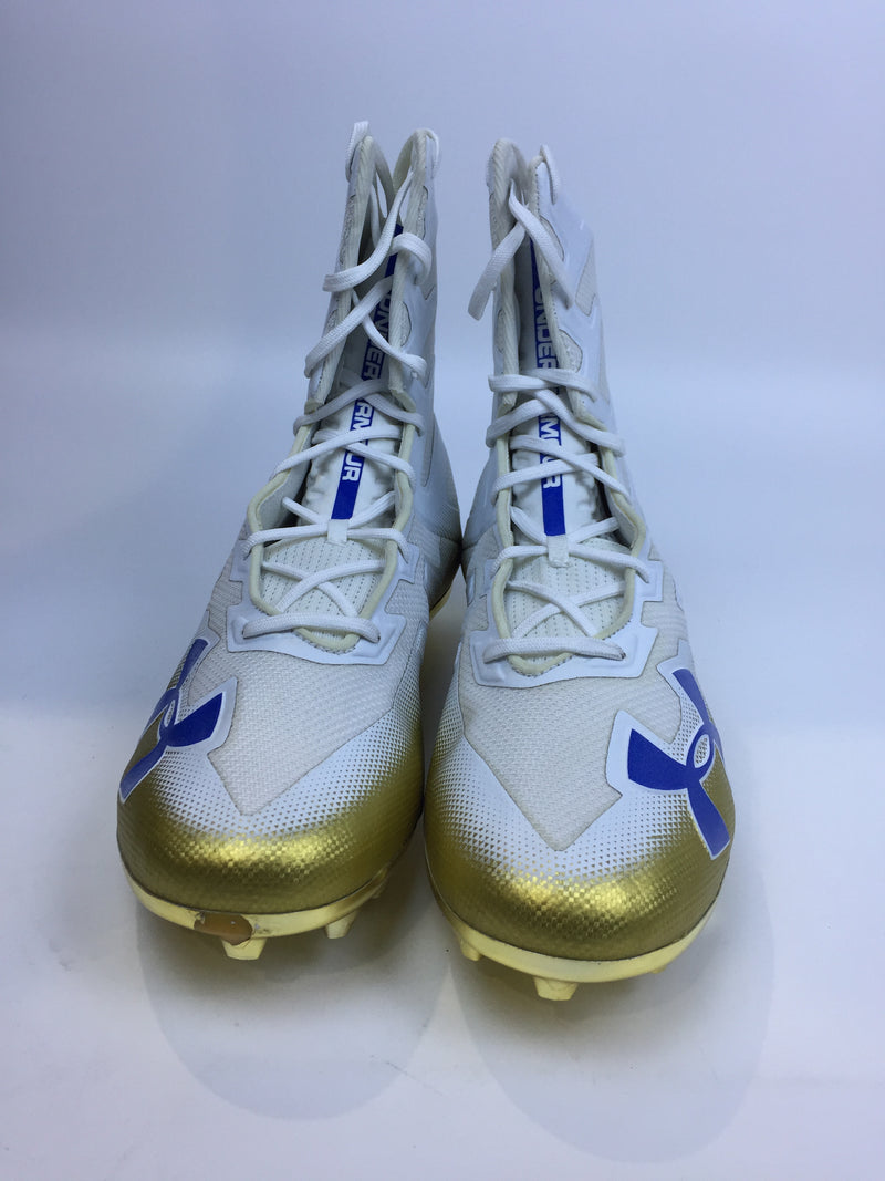 Under Armour Men Football Cleat White Gold Size 15 Pair of Shoes
