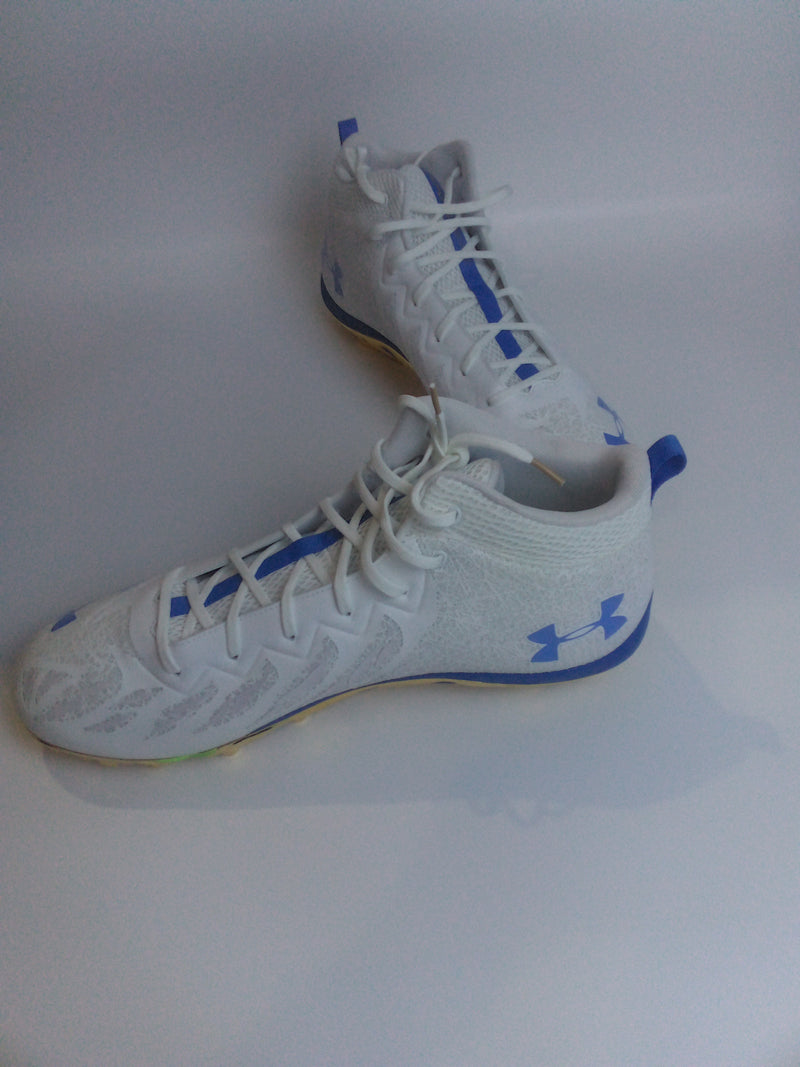 New Under Armour Spotlight SP MC Senior 15 Football/ Shoes Size 18 White-Blue
