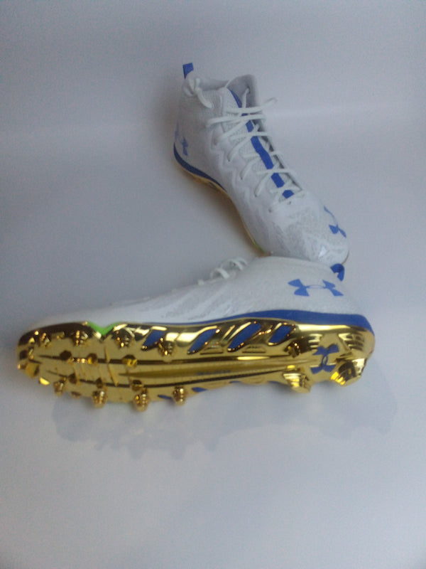 New Under Armour Spotlight SP MC Senior 15 Football/ Shoes Size 18 White-Blue