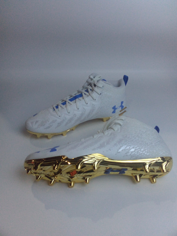 Under Armour Spotlight Select Women White Gold Blue Size 13 Pair Of Shoes