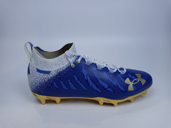 Under Armour Men's Size 13 White Blue Sport Cleat Pair of Shoes