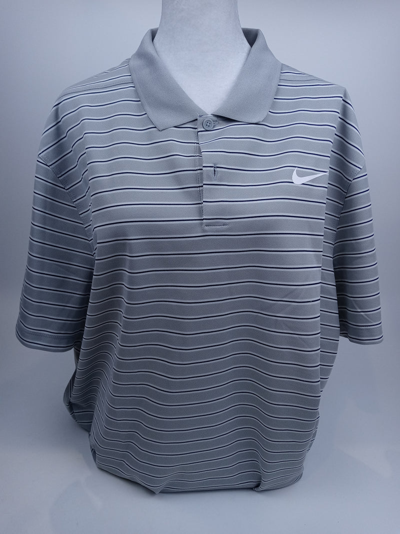 Nike Men Dri-fit Victory Stripe Polo Xl Regular Grey