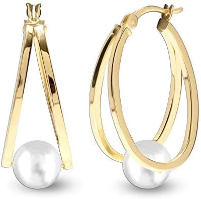 Lecalla Flaunt 925 Sterling Oval Hoop Earrings Gold Plated for Women