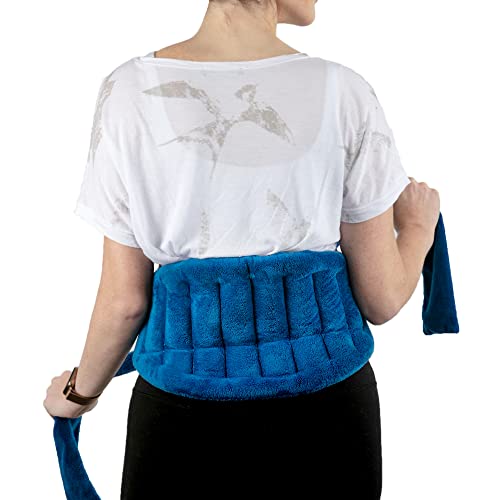 Microwave Heating Pad for Back Pain Relief With 71" Ties Straps to Secure Med Blue