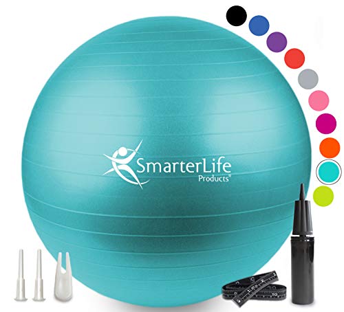 Exercise Ball for Fitness, Yoga, Balance, Stability (Turquoise)