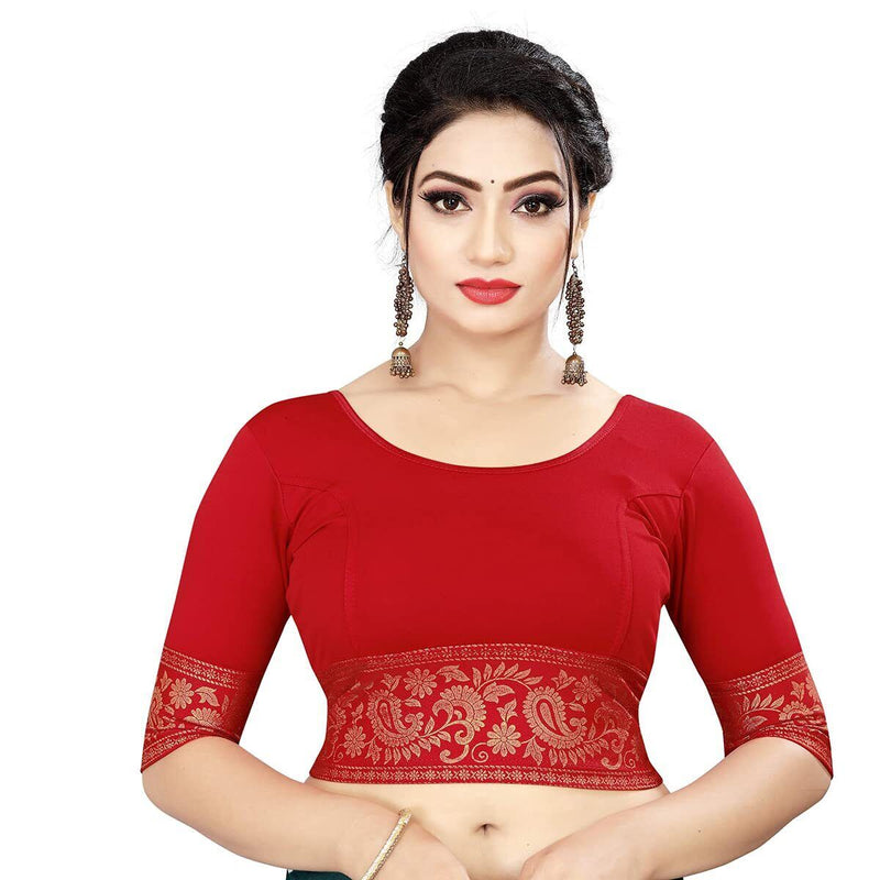 Elbow Sleeve Simple Ready To Wear Indian Top Saree Blouse Ethnic