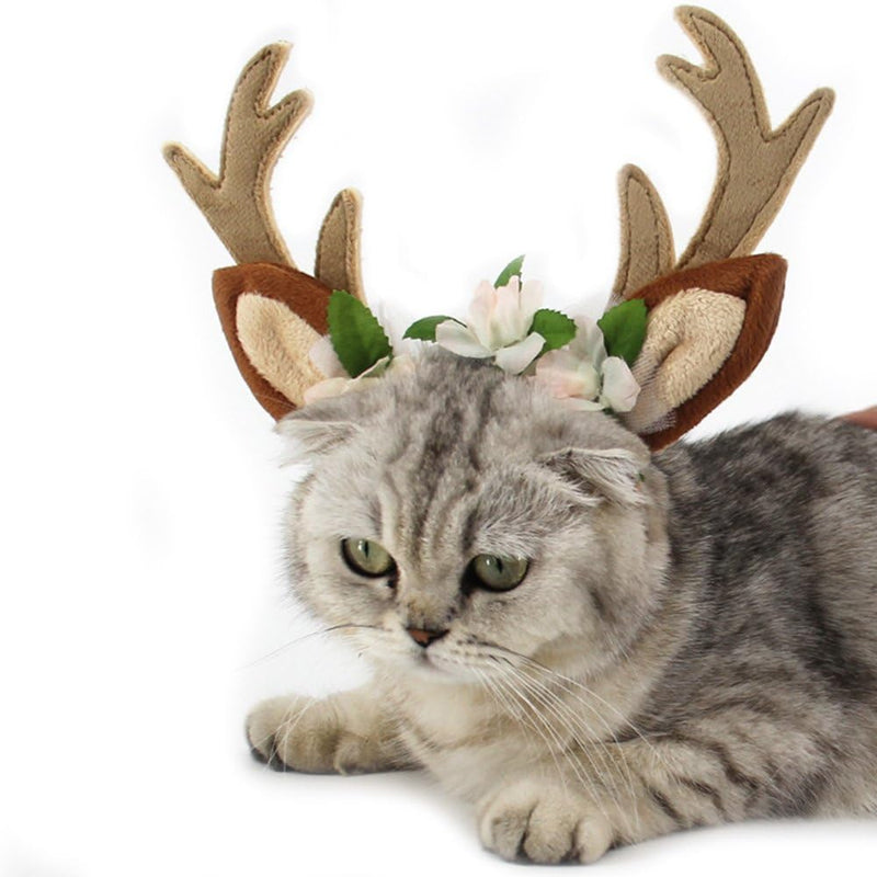 FLAdorepet Dog Elk Antler Reindeer Hat Cap Dog Cat Pet Christmas Costume Outfits Small Big Dog Hat Headwear Hair Grooming Accessories