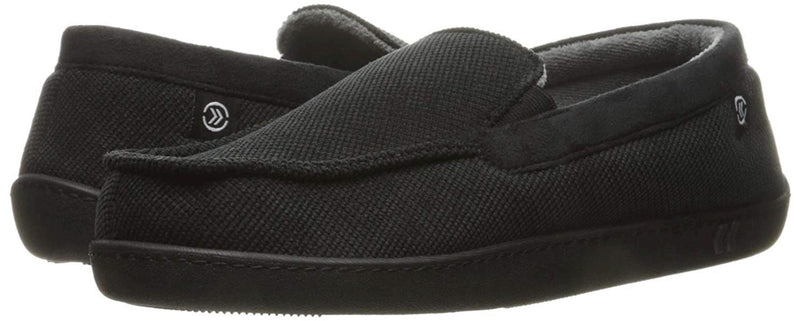 Isotoner Men's Black Moccasin Slippers Size 11.5 with Memory Foam