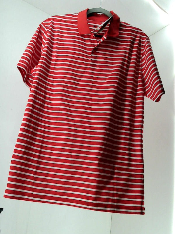 Nike Drifit Victory Mens University Redwhite Striped Golf Polo Color Red Size Large