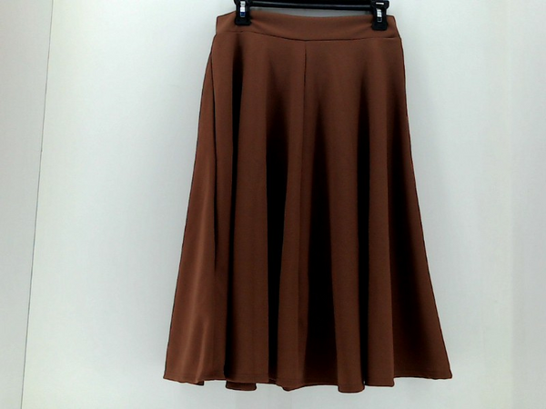 Ssoulm Women's Line Midi Skirt Stretch Strap Pull On Color Brown Size XLarge