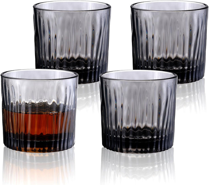 Bellaforte 10 Oz Plastic Whiskey Glasses 4 Set Shatterproof Dishwasher Safe Gray