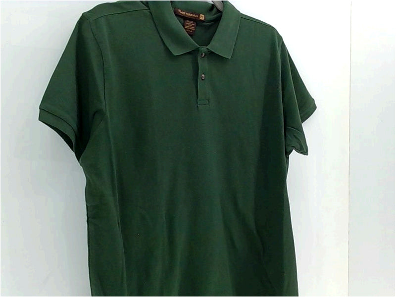 Harriton Mens Polo Regular Pull On Shirt Color Dark Green Size Large