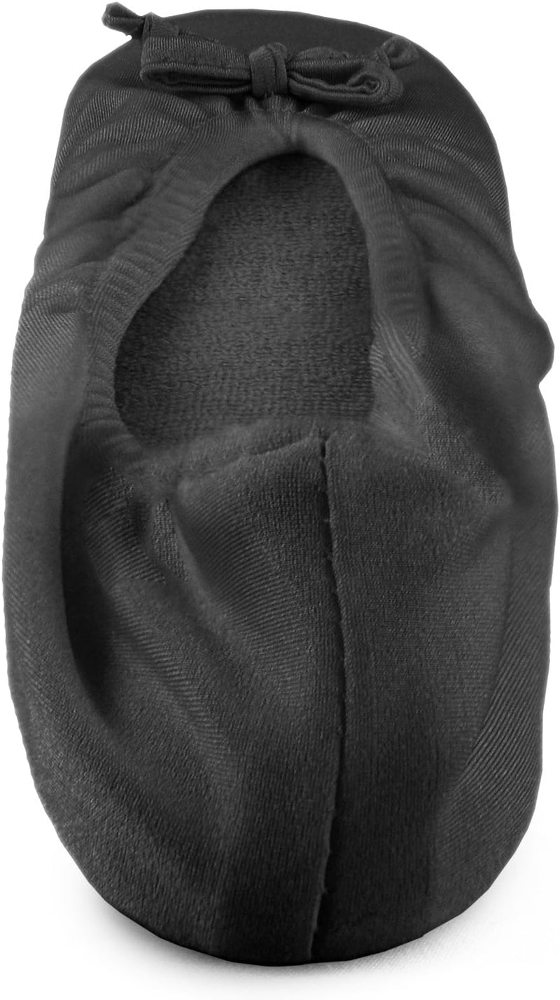 Muk Luks Women's Black Stretch Satin Ballerina Slipper - Medium