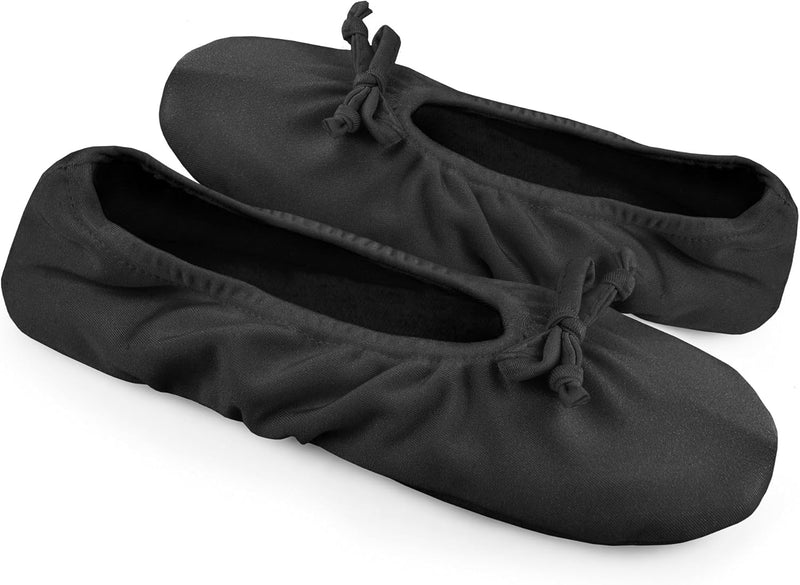 Muk Luks Women's Black Stretch Satin Ballerina Slipper - Medium