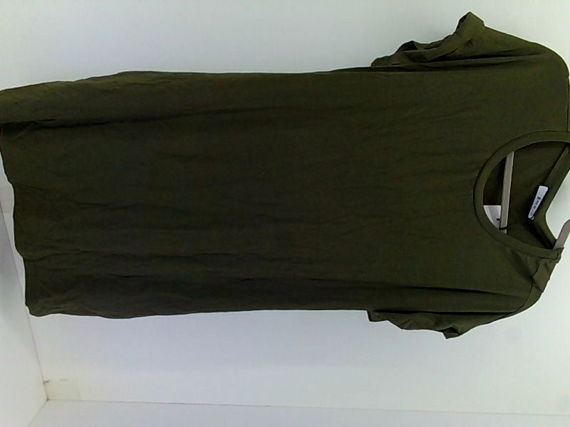 Casual Green Stretch Short Sleeve Dress Large