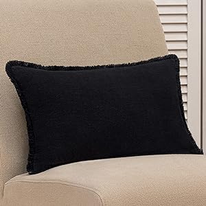 Inspired Ivory Black Lumbar Pillow Cover 12x20 Inch Home Decor Pillows