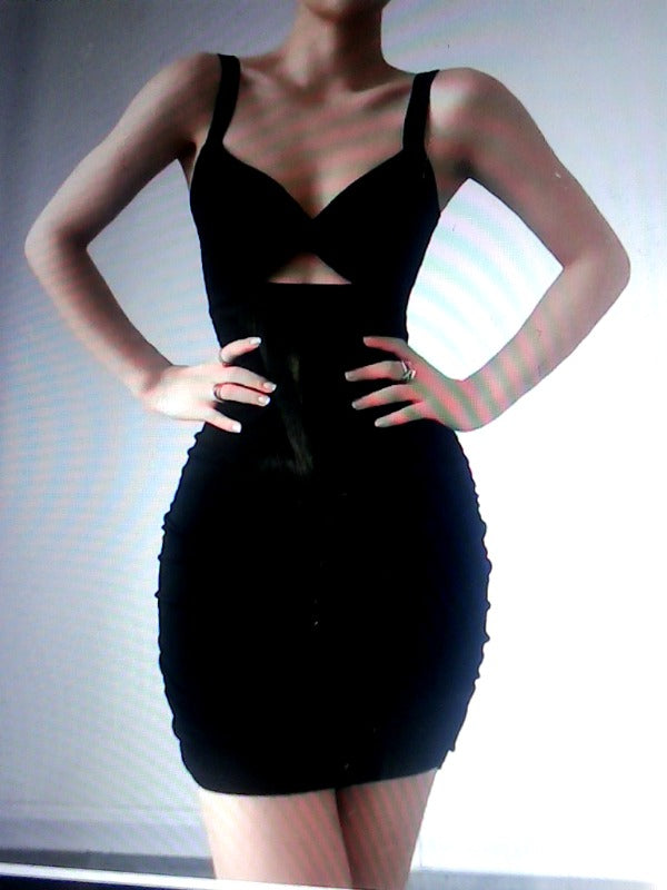 Elegant Black Cutout Bodycon Dress Small