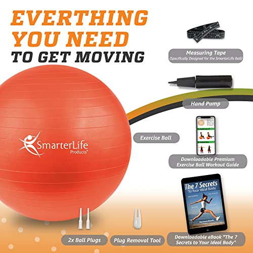 Smarterlife Workout Exercise Ball For Fitness Yoga Balance 45 Cm Orange