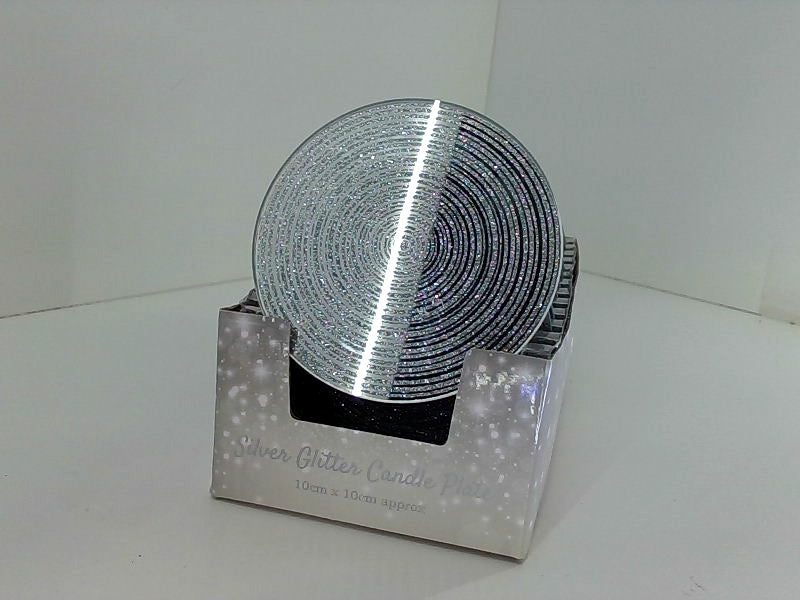 Fire Kills Silver Glitter Candle Plate Color Silver Size 10 Cm X 10 Cm Aprox