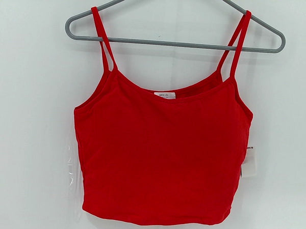 Stretch Strap Sleeveless Red Crop Top for Women Large