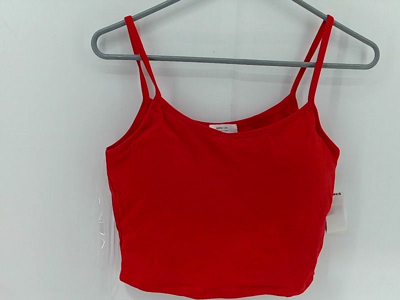 Stretch Strap Sleeveless Red Crop Top for Women Large