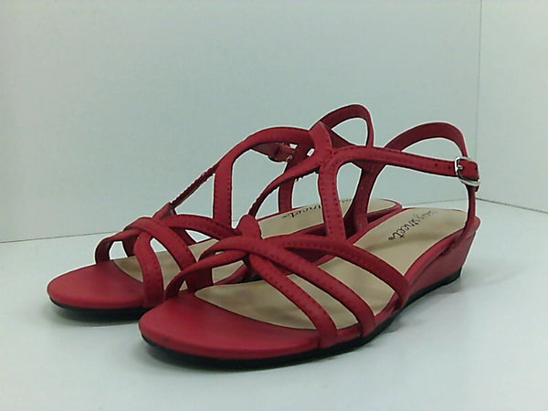 Easy Street Womens Open Toe Sandals Color Bright Red Size 5.5 Pair of Shoes