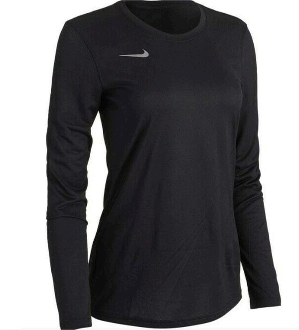 Nike Womens Longsleeve Legend Tops Color Black Cool Grey Size XSmall