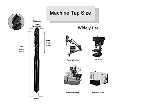 DelitonGude Metric M4 Machine Screw Tap 10 pcs Hss Spiral Flute Drill Taps Thread