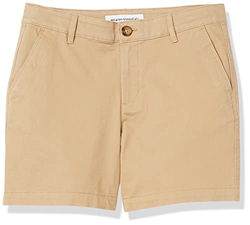 Amazon Essentials Women's Mid Rise Slim Fit 5 Inch Khaki Short Khaki Brown 10