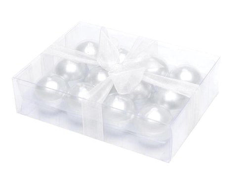 Biedermann & Sons Metallic Ball Candles Box of 12 Silver 1.5 Inch Diameter