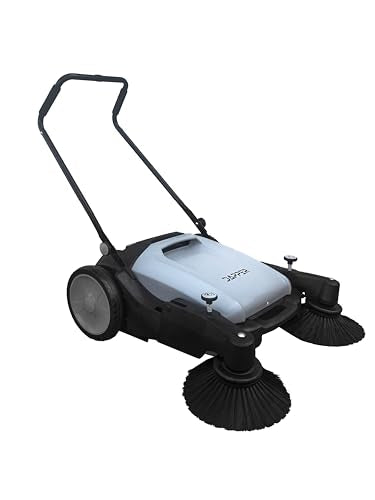 Walk Behind Push Floor Sweeper 36 Width 10.5 Gal Capacity 39500 Ft² Per Hr Grey