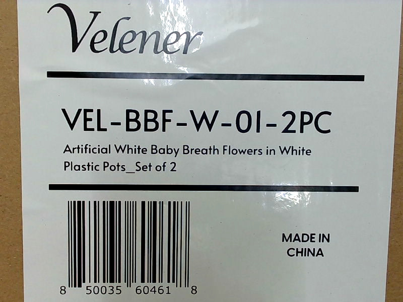 Artificial Baby Breath Flowers in White Ceramic Pots Set of 2