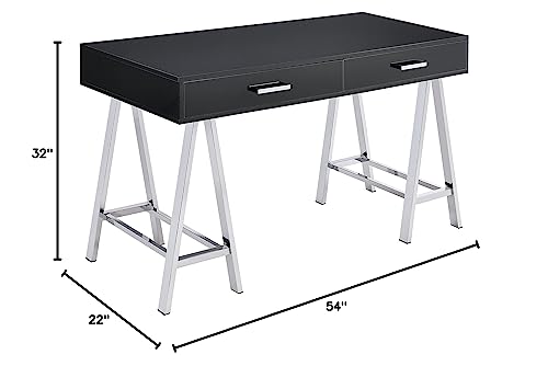 Acme Coleen 2 Drawer Metal Home Office Desk in Black and Chrome