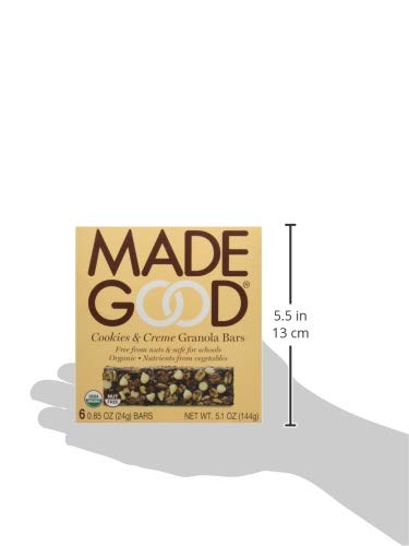 MadeGood Cookies & Crème Granola Bars 6 Healthy Snack Bars 0.85oz Each